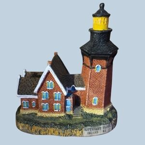 Charming Harbour Lights, RI Lighthouse Figurine with Brick Details